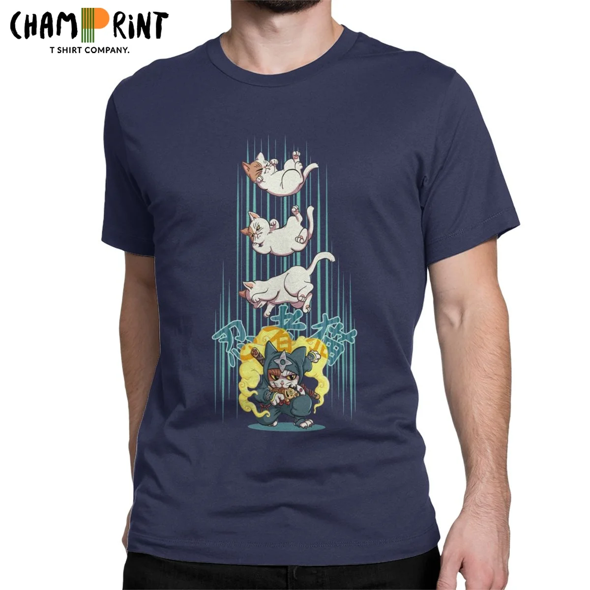 Ninja кошка домашнее животное мужские футболки прохладный футболка с короткими