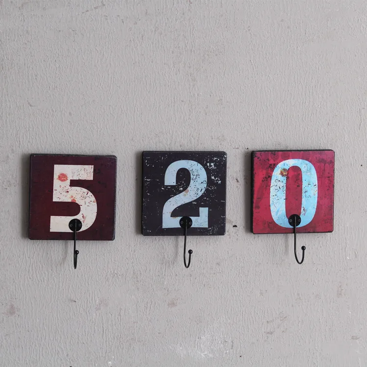 American-Style French Village Retro Creative with Numbers Hook Clothing Shop Hat-and-coat Wall Decorative Hangings | Обустройство