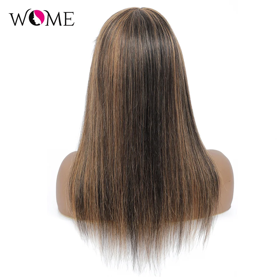 

Wome 1B/27 Highlight Wig Piano Color Straight Hair Wig For Women 100% Human Hair Full Machine Wig 150% Density