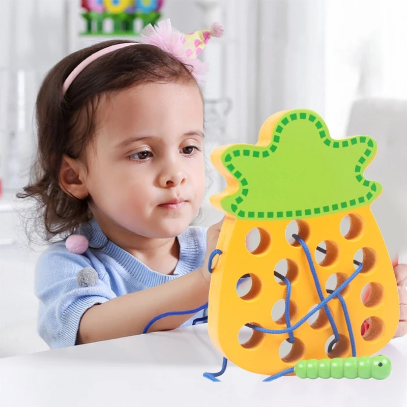 

Montessori Education Game Wooden Threading Board Game Children's Educational DIY Toy Exercise Kids Hand Eye Coordination