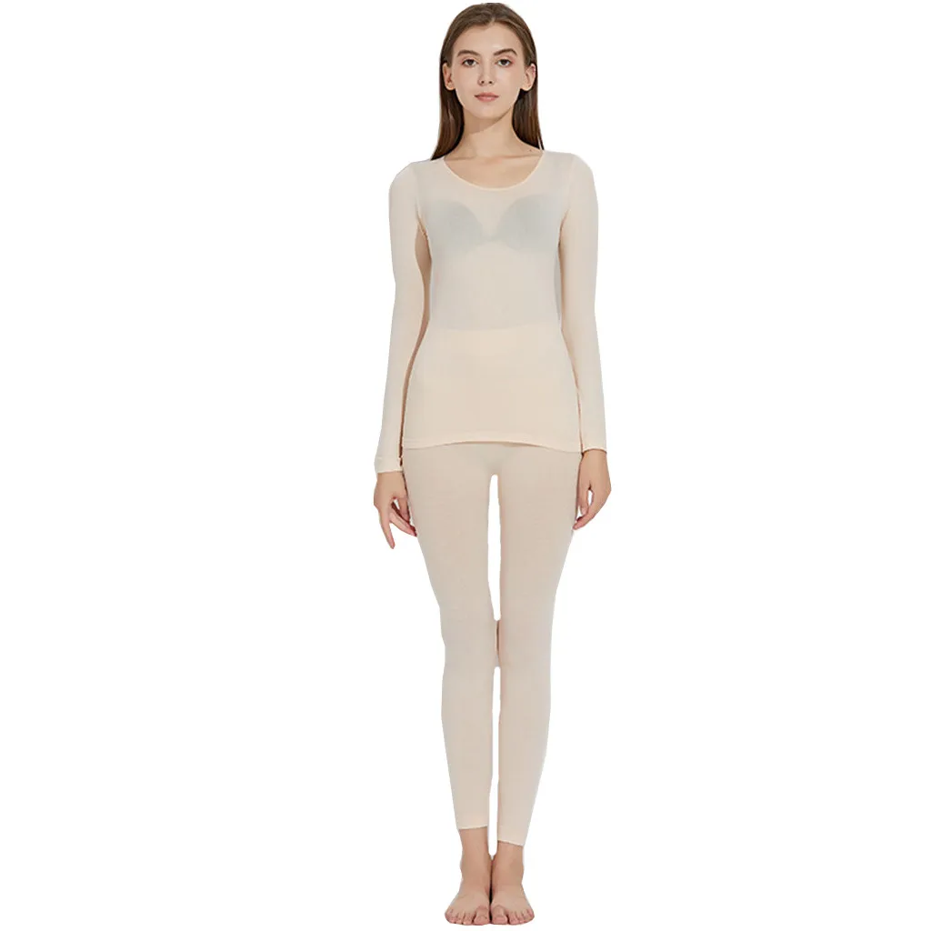 Бесшовная эластичная Термоодежда термобелье костюм для женщин однотонные