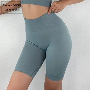 Новые женские нейлоновые шорты для йоги с высокой талией, спортивные шорты для тренировок, фитнеса, пятиминутные шорты для спортзала