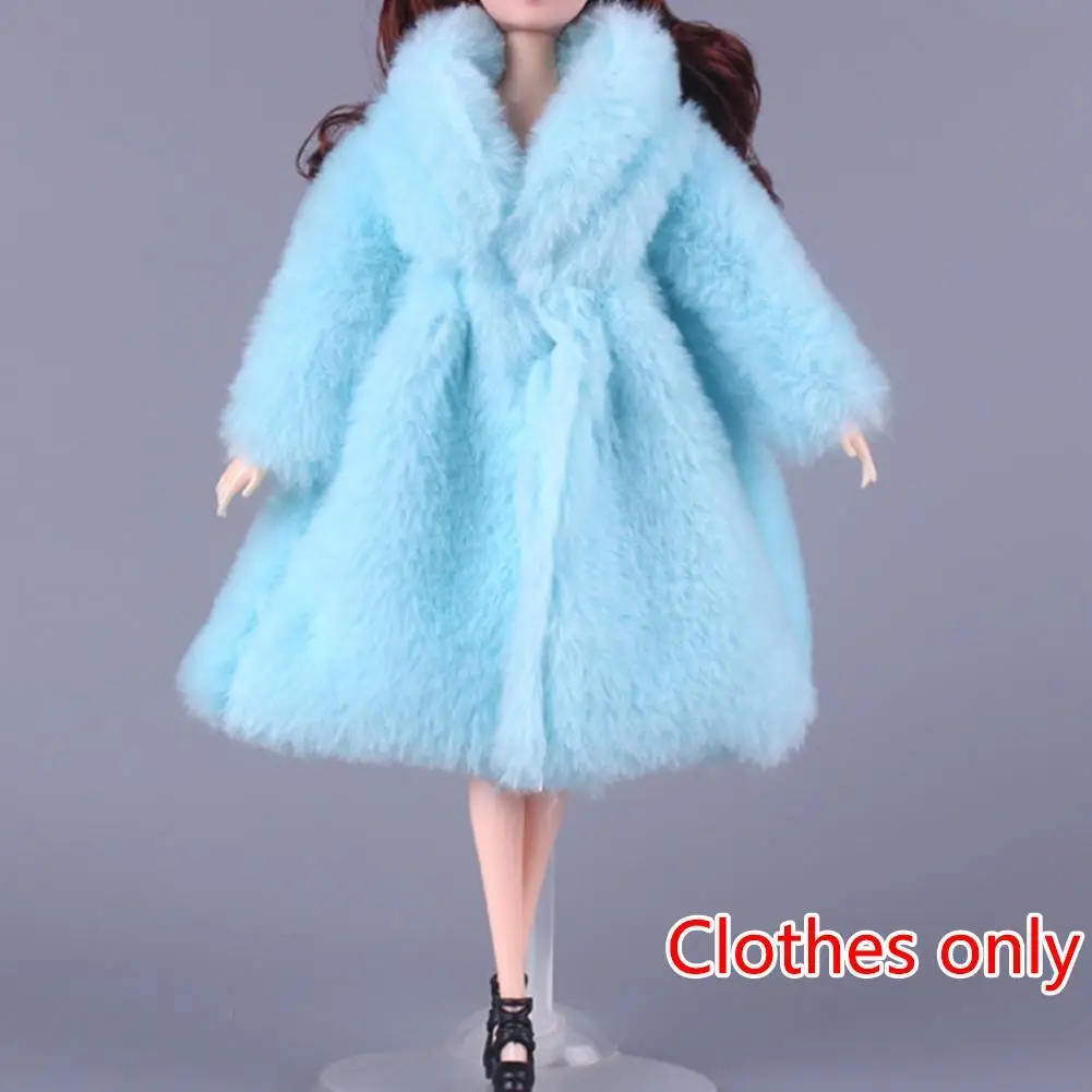 

1 Pc 28 30cm Multicolor Long Sleeve Soft Fur Coat Tops Dress Winter Warm Casual Wear Accessories Clothes for Doll Kid Toy