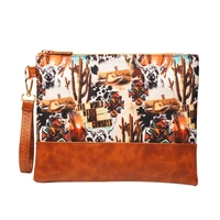 1pcs dropshipping cowboy canvas clutch jigsaw women wristlet day bag gift monther accessories organizer bag domil1851