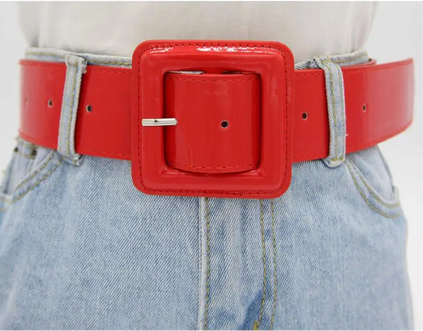 Summer fashion female belts New Designer patent leather waist band Waist sealing wide red needle buckle ladies casual dress belt