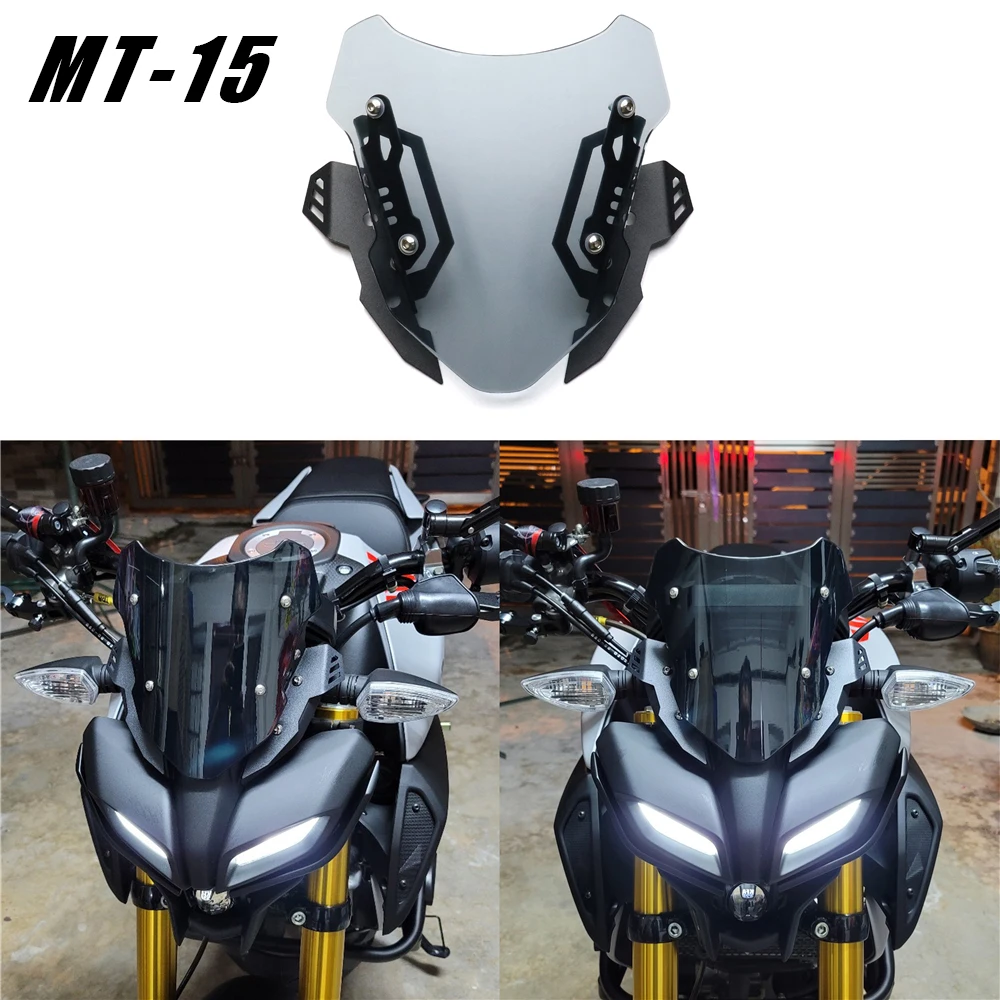 

For YAMAHA MT-15 M-SLAZ 2018-2022 Windshield Windscreen Pare-Brise Clear MT15 MT125 2020 Motorcycle Accessories Wind Deflector