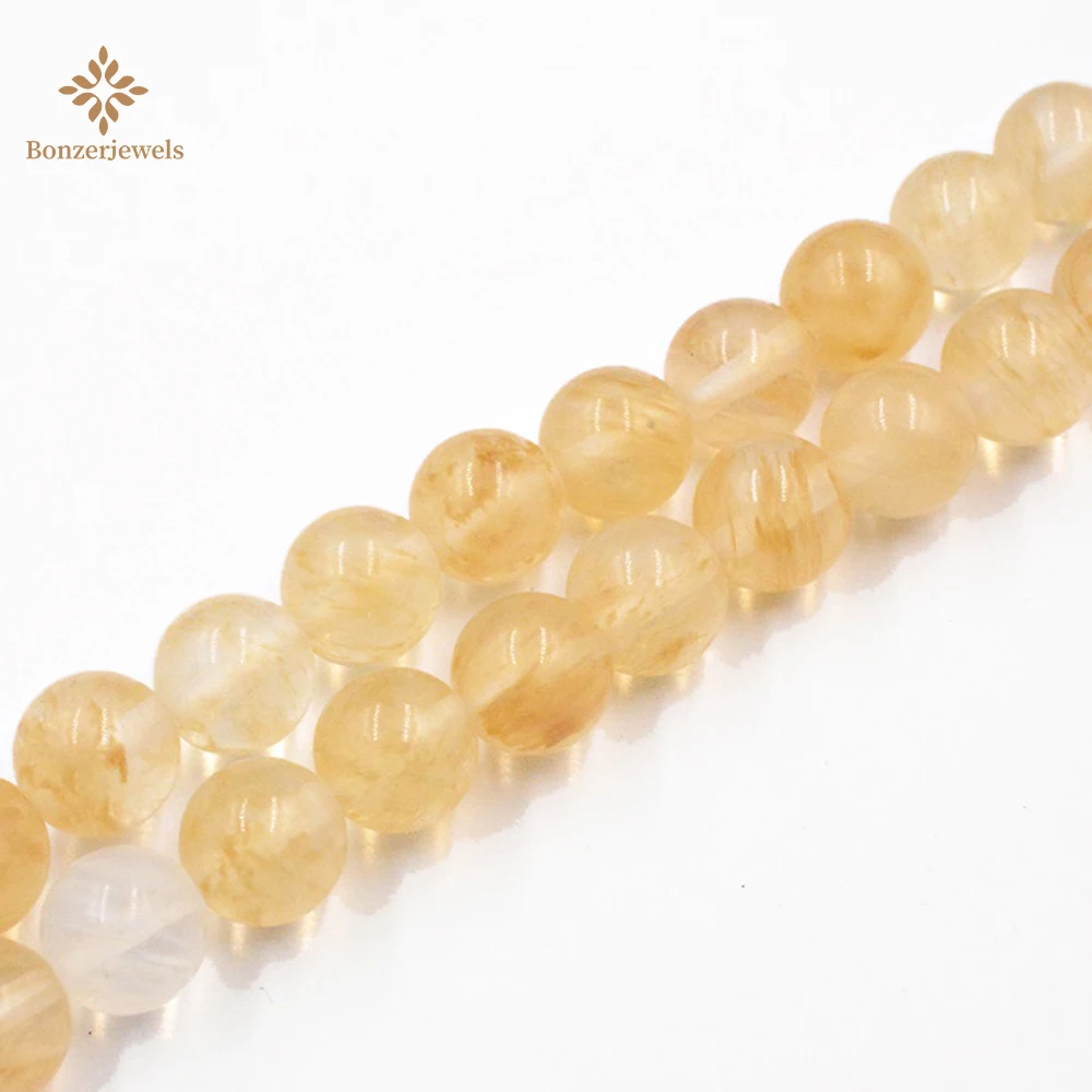 

Natural Stone Yellow Cherry Quartz 4/6/8/10/12MM Spacer Loose beads for Jewelry making DIY bracelets Findings