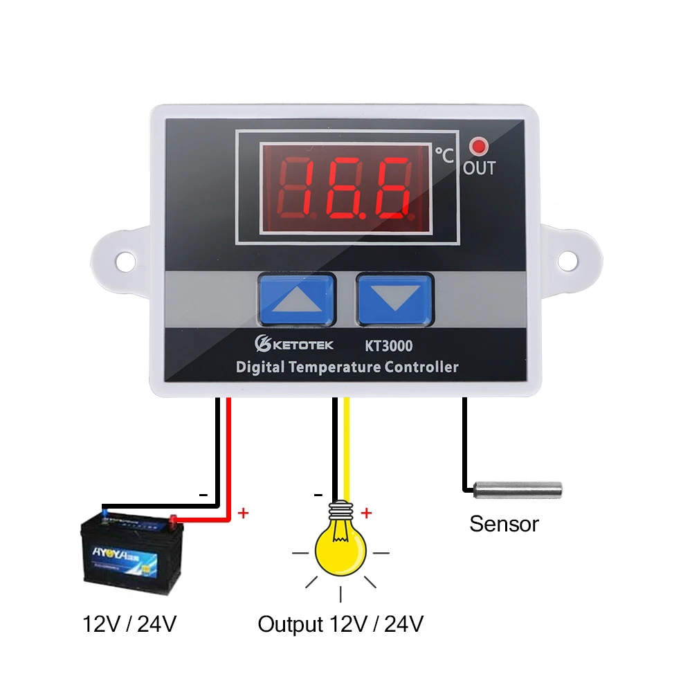Фото AC 220V 12V 24V 10A -50 ~ 110C интеллектуальный цифровой термостат светодиодный регулятор температуры переключатель для инкубатора датчик NTC №4
