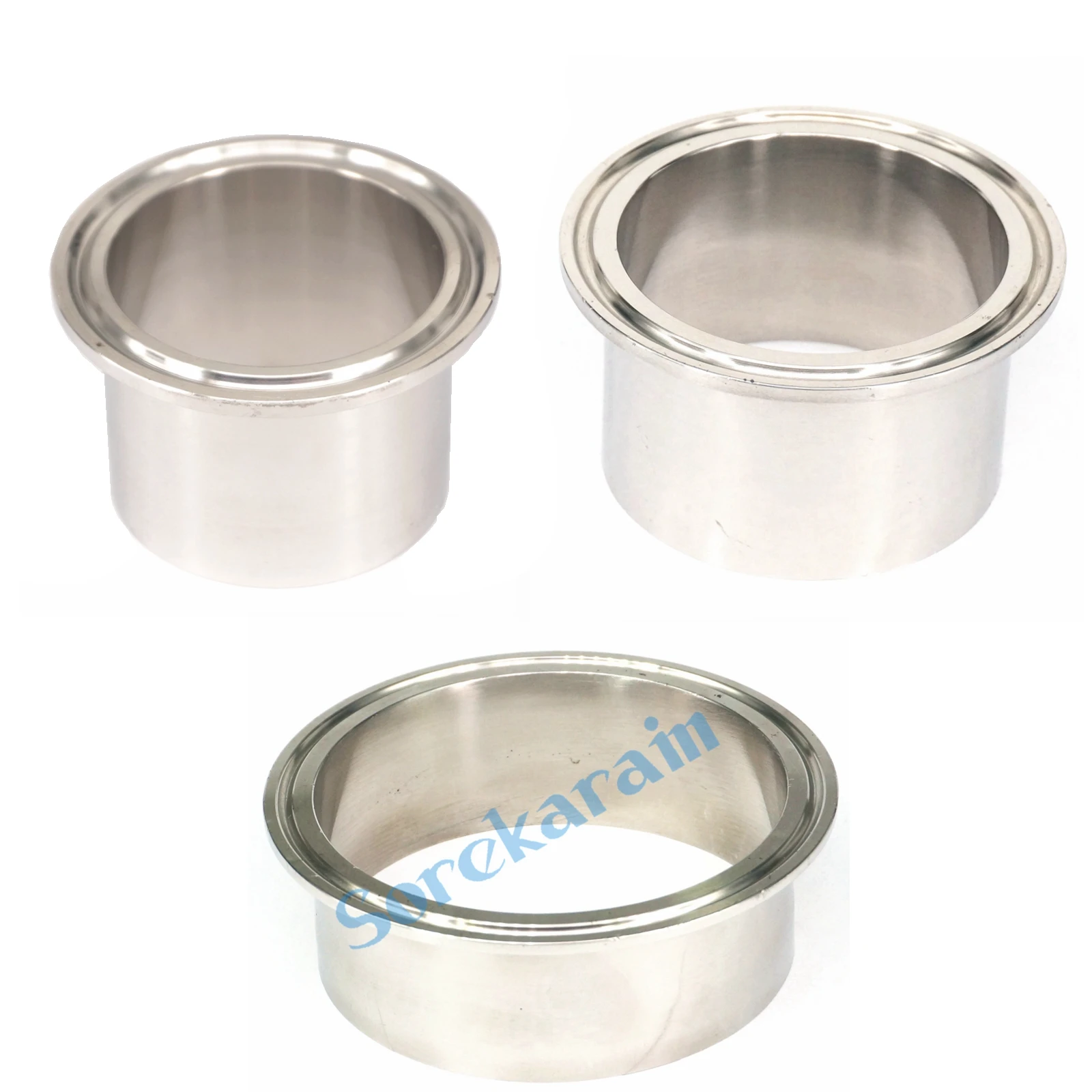 1.5" 2" 2.5" 3" Tri Clamp Length 28.6/40/50/60/80/100mm 304 Stainless Steel Sanitary Welding Ferrule Pipe Fitting Adapter Brew