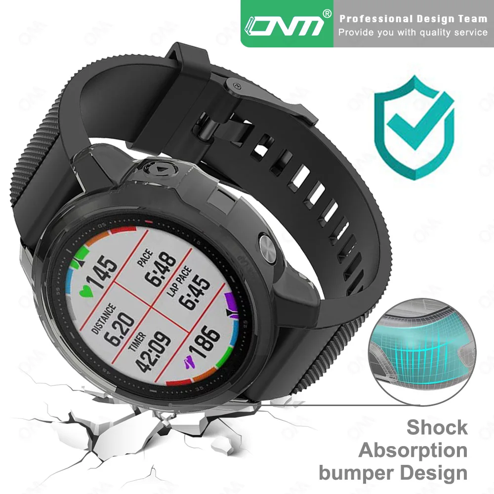 Защитный чехол + защита для экрана Garmin Fenix 6 6X 6S 5 5S 5X Plus TPU прозрачный защитный с