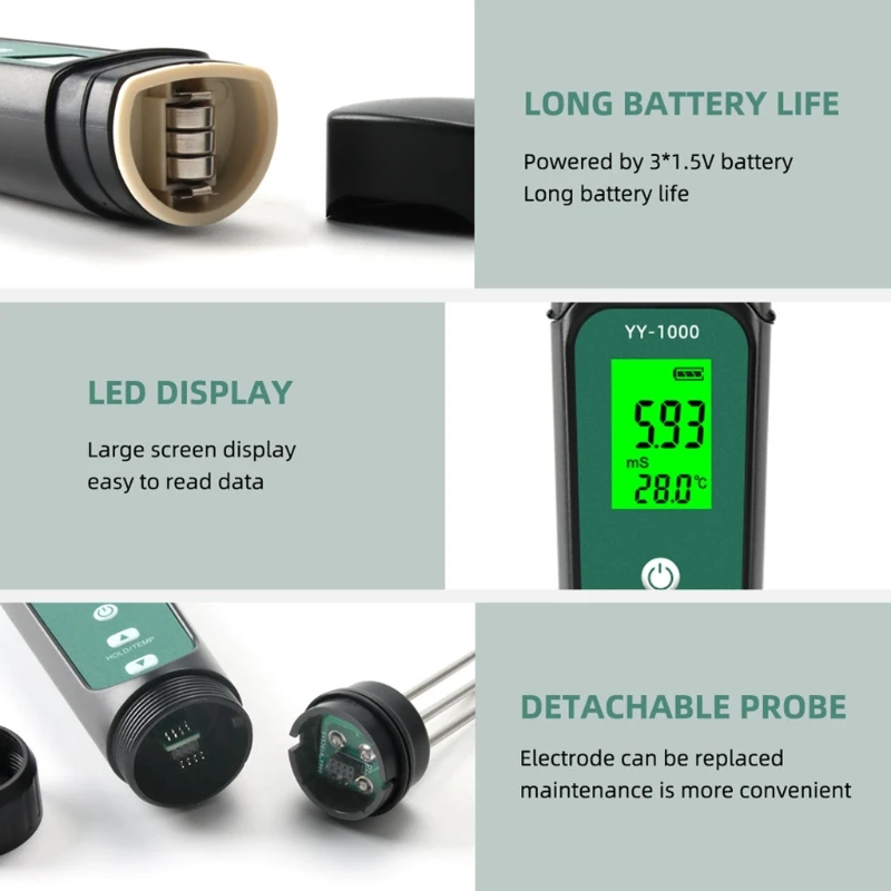 

7XEA Portable Soil Test Kit LED Display Test Analyzer for Testing Conductivity Temperature Humidity Suitable for Garden Plant