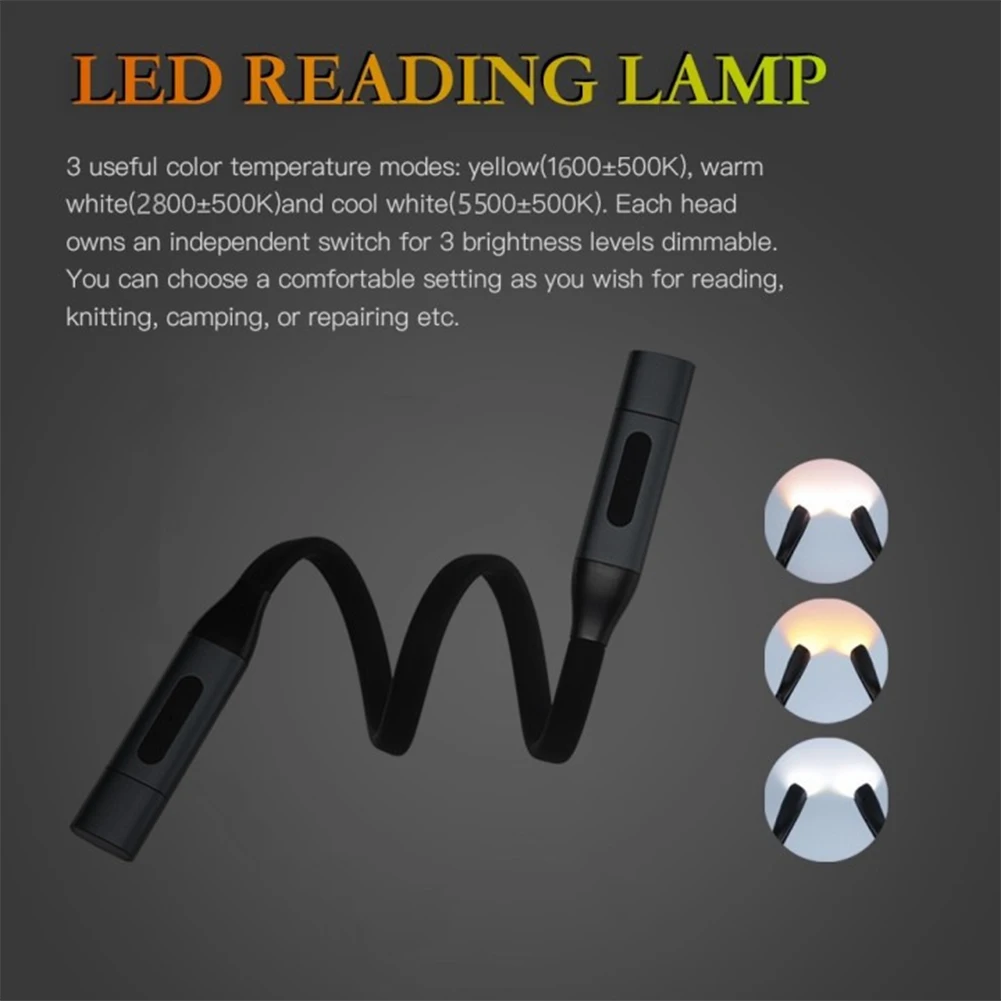 

Camping 8LED USB Repairing Hands Free Night For Reading In Bed Rechargeable Neck Book Light Multifunction Knitting Removable
