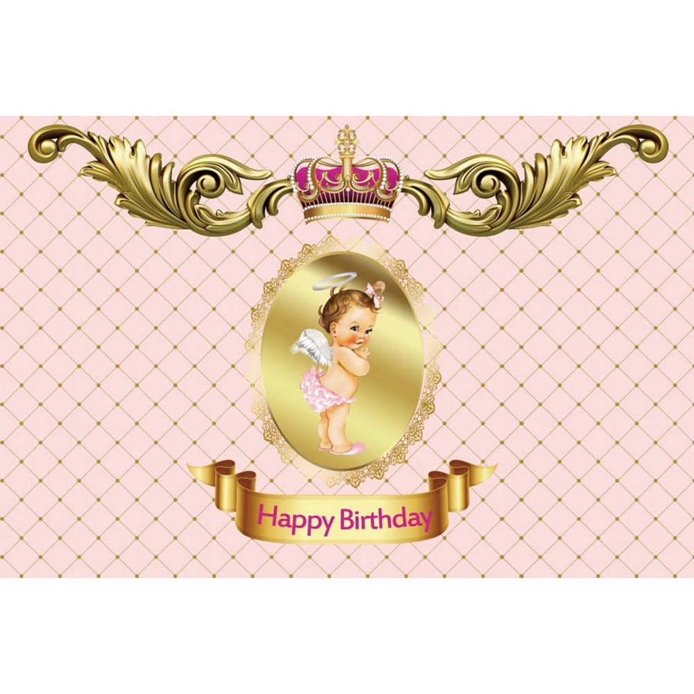 Yeele Baby 1st Birthday Backdrop Girl Princess Baby Shower Золотая Корона розовая пользовательская фотография Виниловый фон для фотостудии