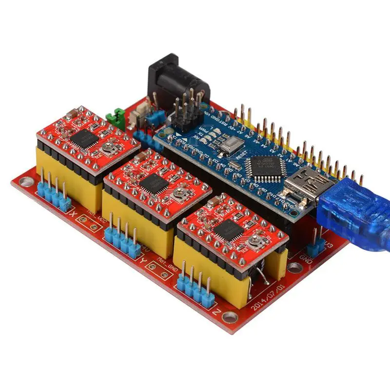 CNC Щит V4 Плата расширения Nano 3 0 шаговый Драйвер A4988 для Arduino 3D принтера TE732|Детали и