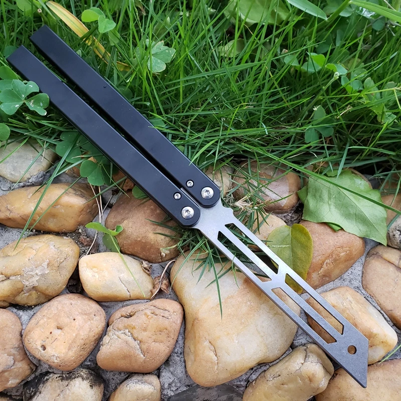 THEONE кальмар бабочка тренировочный нож 440 Лезвие Черная алюминиевая ручка Jilt NotSharp