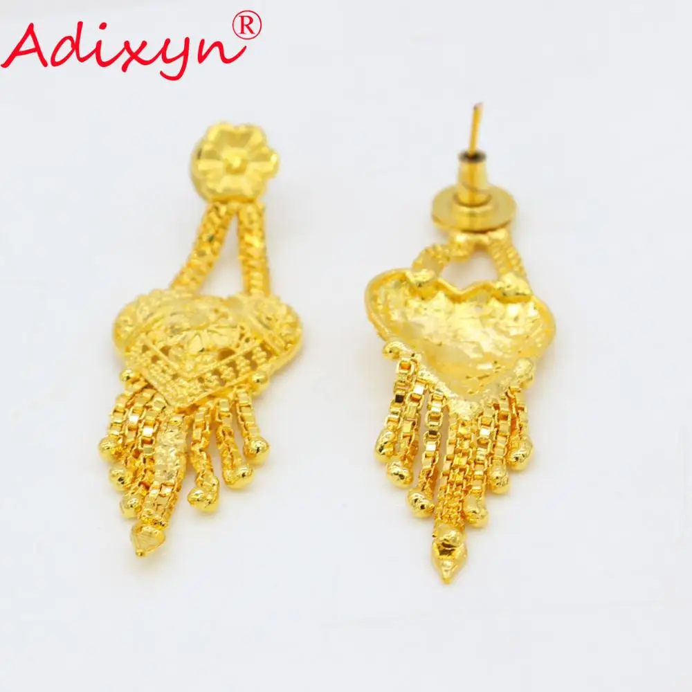 Adixyn модное ожерелье и серьги набор украшений для женщин золотой цвет медь