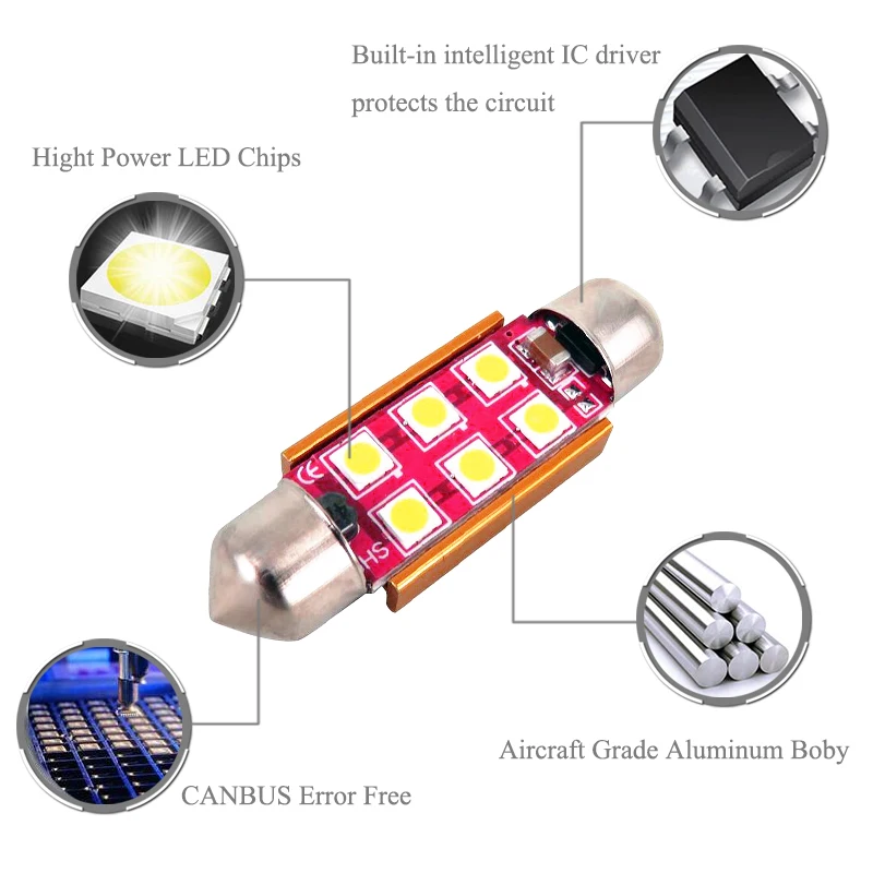 2x LED CANbus Dome Festoon 3030 Error free License Number Plate Light Bulbs For Kia Sportage Cerato | Автомобили и мотоциклы