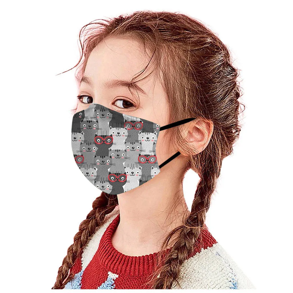 5 шт. Детская Хлопковая моющаяся Регулируемая Маска с мультипликационным принтом