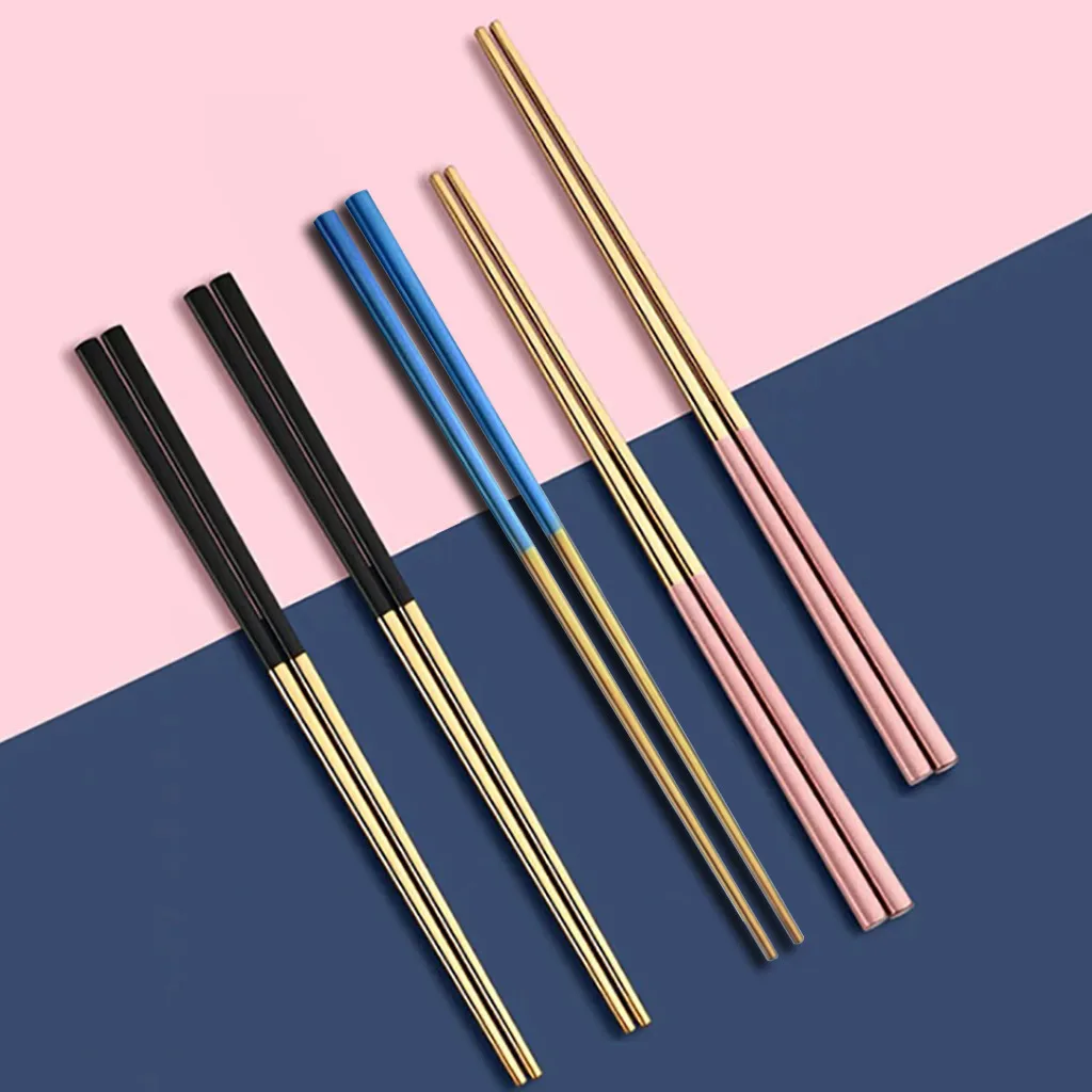 3 пары цветных и стильных многоразовых палочек для еды из нержавеющей стали