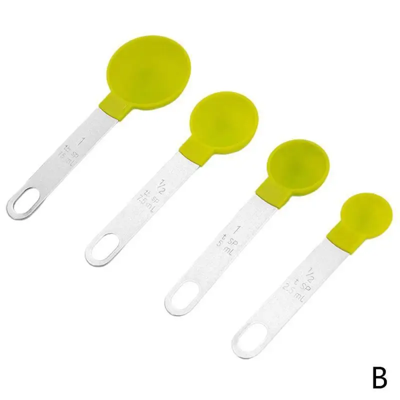 

Stainless Steel 4pcs PP Measuring Cups Spoons Stainless Kitchen Baking Tools Kitchen Cooking Supplies Handle Set Steel