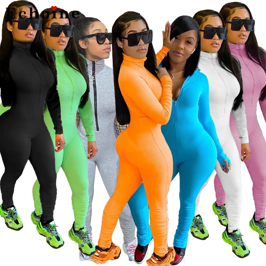 

Женские комбинезоны на молнии, повседневная одежда для отдыха, длинные брюки-карандаш, Клубные комбинезоны, пикантный облегающий костюм, дж...