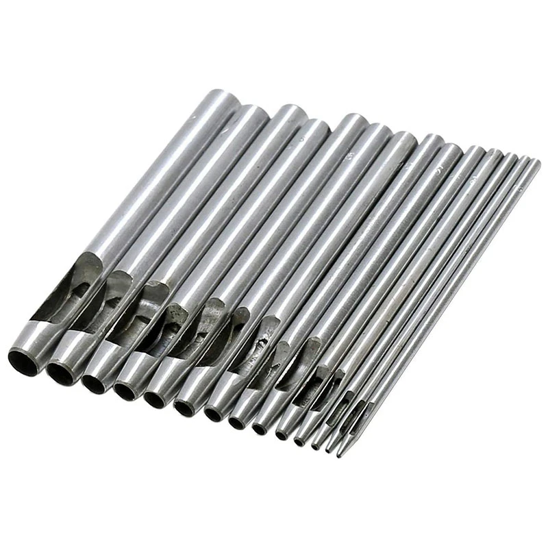 

14Pcs Round Hollow Punch Set Leather Craft Punch Tool Hollow Hole Punch Cutter Tool for Watch Bands Belts Canvas