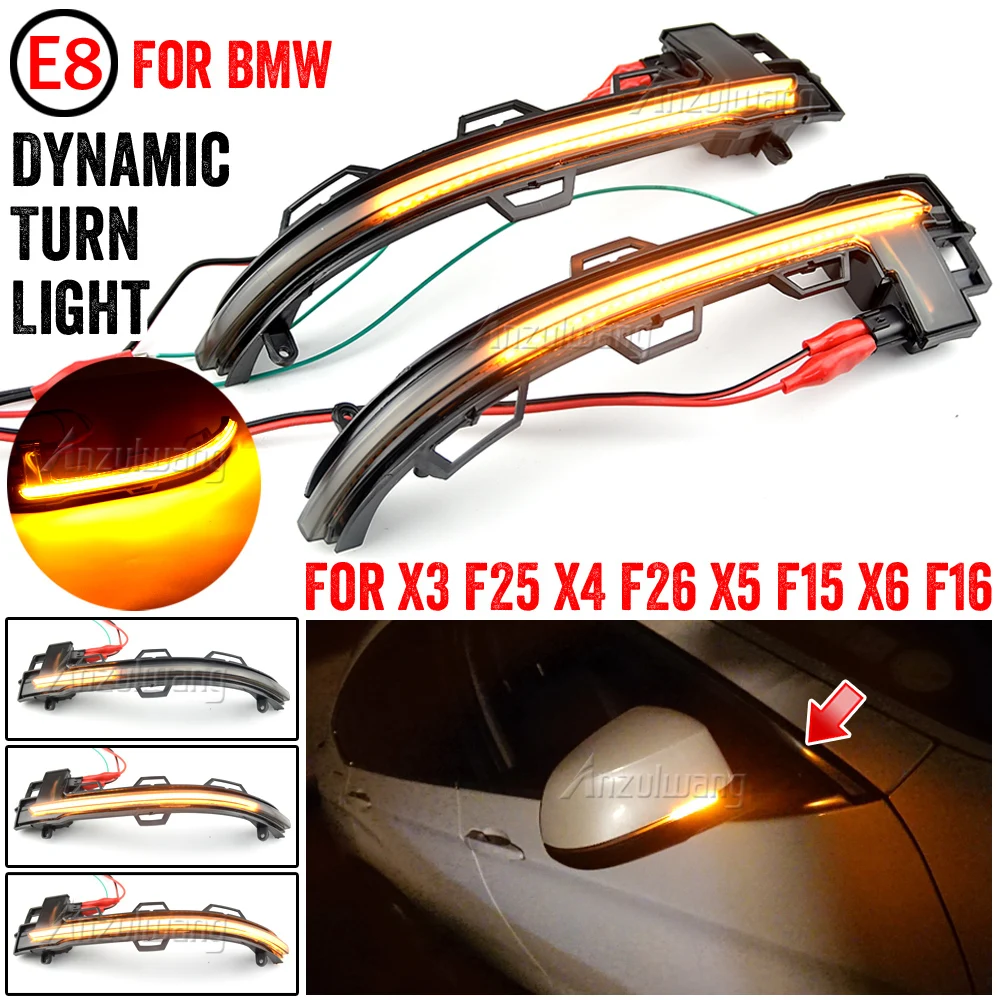 

Smoked Side Mirror Sequential Turn Signal Light For BMW X3 F25 X4 F26 X5 F15 X6 F16 2014-2018 LED Dynamic Turn Signal Light 12v