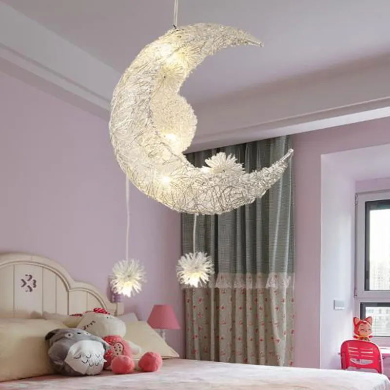 Современные подвесные потолочные лампы луна звезда люстра детская спальня