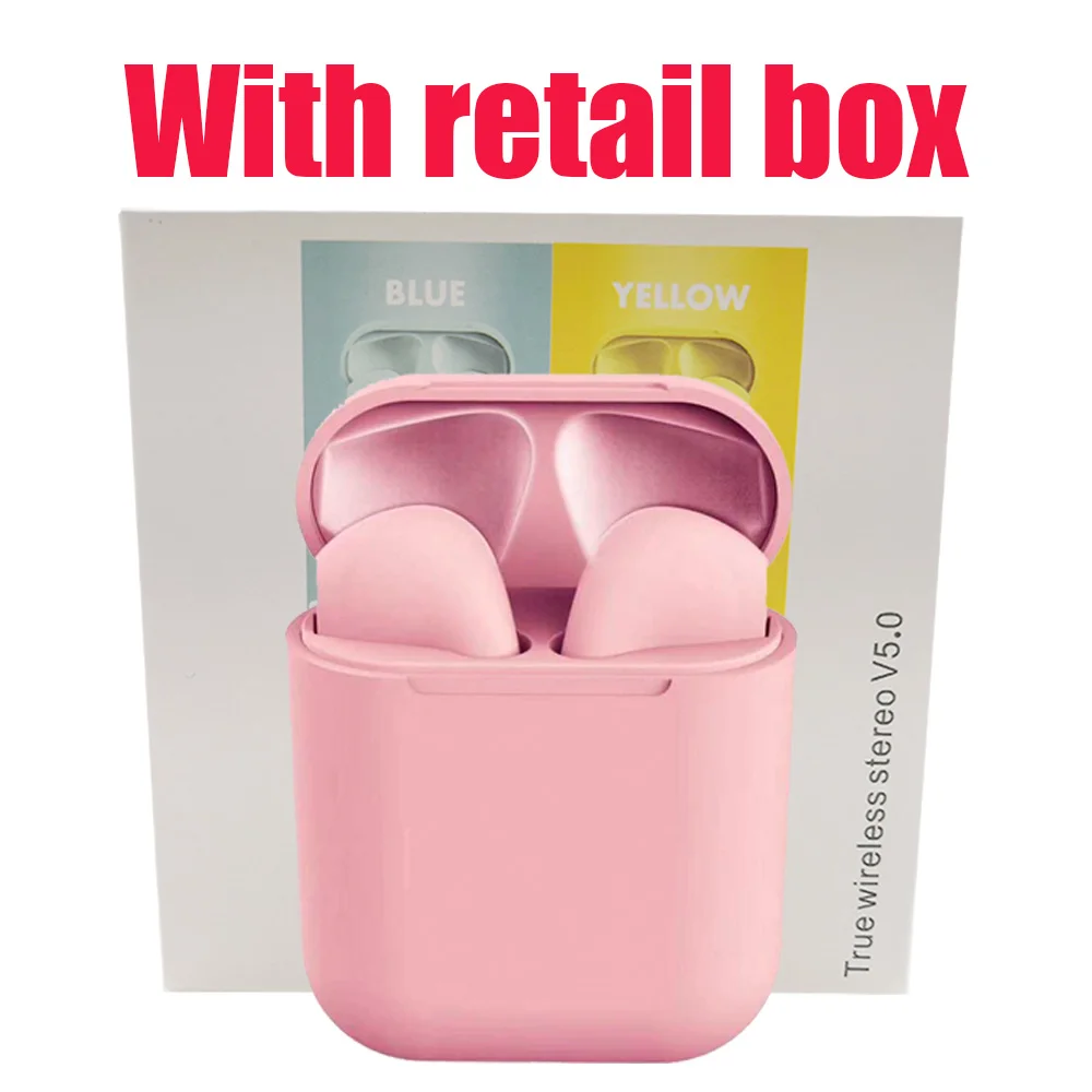 Оригинальные inpods 12 Беспроводные наушники i12 tws наушники Macaron 12 inpods 12 i12 tws наушники для смартфона PK i7 i11 i14 TWS - Цвет: Pink