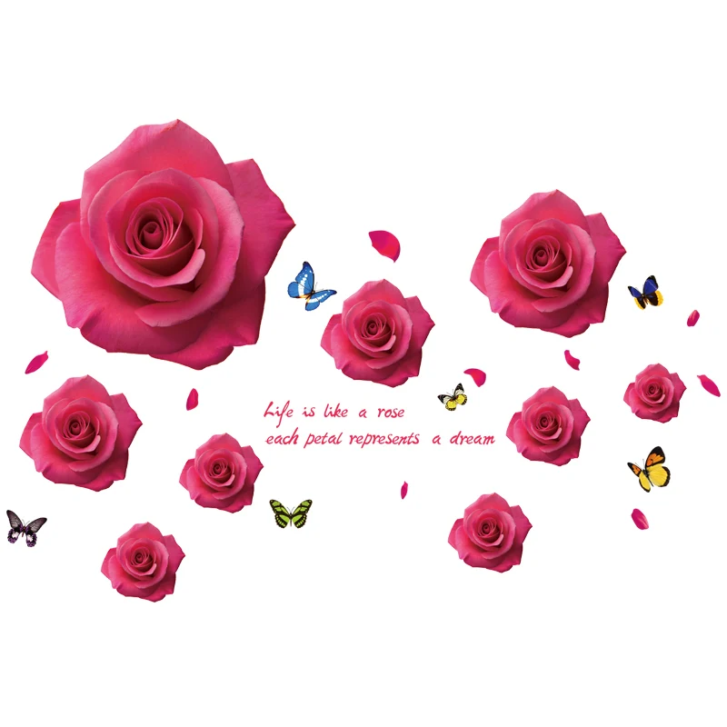 

[shijuekongjian] Snowflake Tree Wall Stickers DIY Cartoon Couples Red Rosees Mural Decals for Living Room Bedroom Decoration