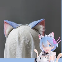 new rem blue cat ears hair hoop re life in a different world from zero cosplay headwear hand made work party game accessories