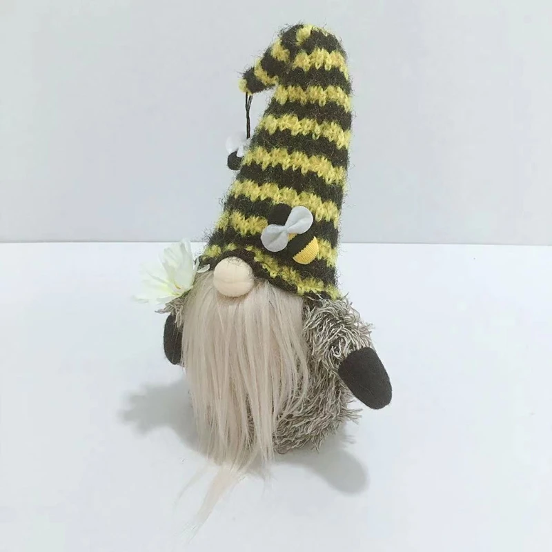 

Q0KF Spring Easter Bumble Bee Gnome Flower Tomte Nisse Swedish Elf Home Farmhouse