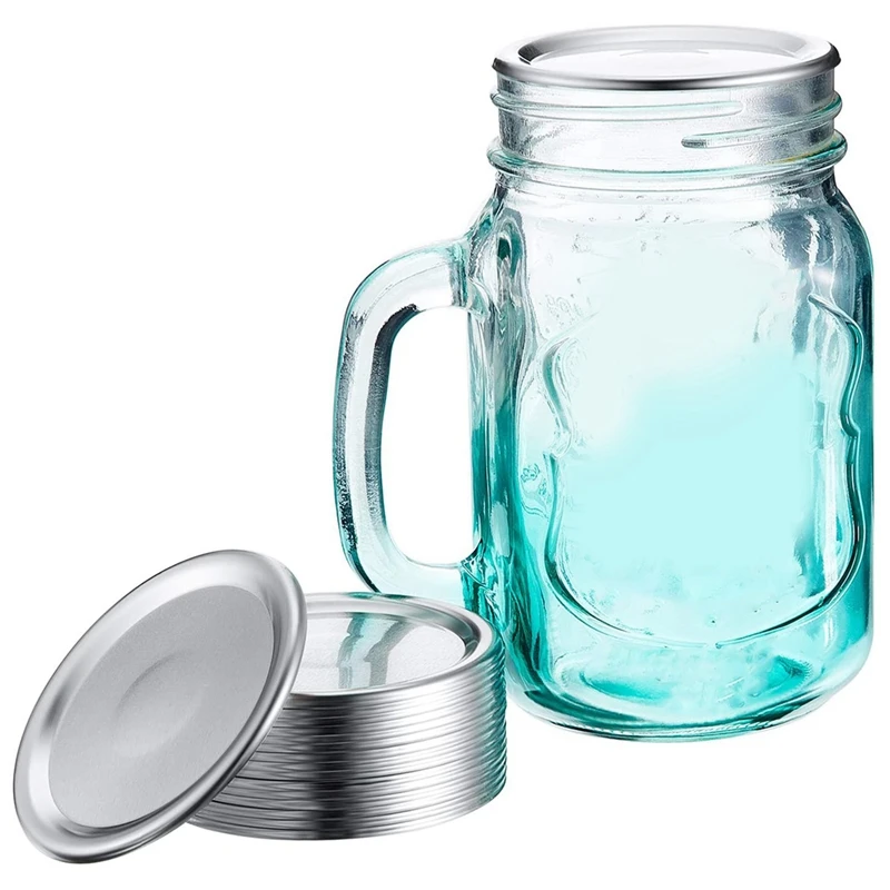 

AAAK -Split-Type Lids Reusable Leak Proof Storage Solid Caps Metal Canning Jar Lids Compatible with Regular and Wide Mouth