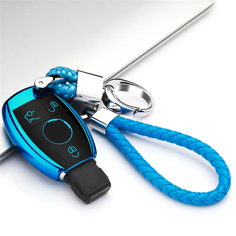 

New TPU Car key case cover For Mercedes Benz W203 W210 W211 W124 W202 W204 W212 W176 AMG Accessories Keychain Holder Keyring