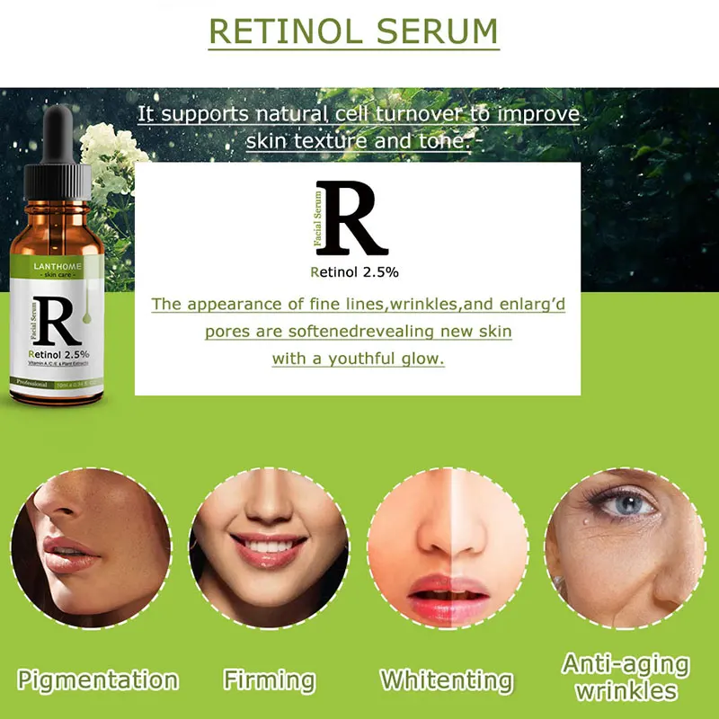 

Retinol Facial Serum Anti Wrinkle Remove Dark Spots Face Essence With 2.5% Vitamin C Anti-Aging Whitening Facial Skin Care Serum