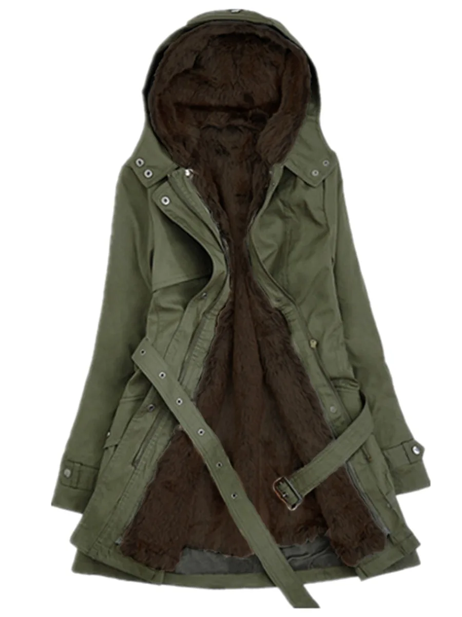 Женский пуховик зимнее пальто теплая парка размера плюс 3XL черный плотный флис