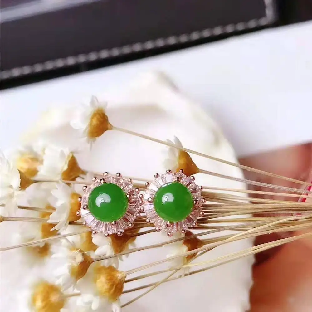 Классический натуральный нефритовый драгоценный камень ожерелье серьги кольцо