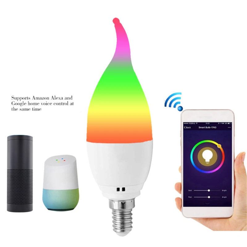 

Smart WIFI LED Candle Bulb Led Light Candle Bulbs 6W Lamps Decoration 16 Million Colors RGB Full Color Adjustable