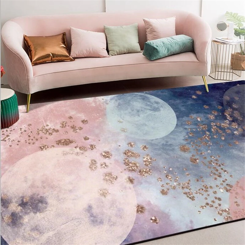 Abstract Cosmic Starry Large Area Rugs Pink Nordic Style Living Room Kids Study Bedroom Sofa Non-Slip Carpet Home Floor Door Mat | Дом и сад
