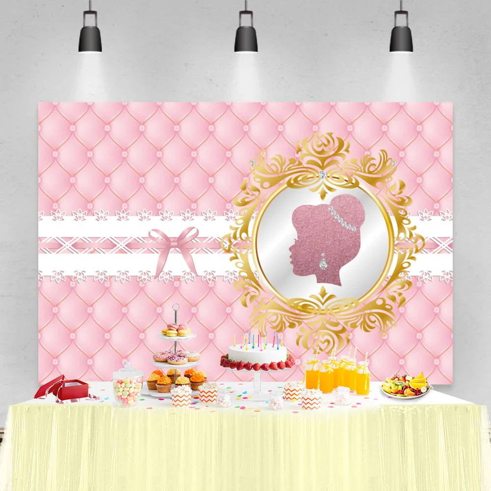 

Розовое красное изголовье изголовья кровати с принцессой на день рождения короной персонализированный постер фотозона фон для фотосъемки