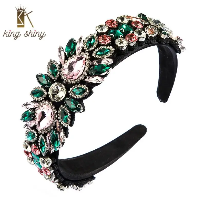 

Boutique Baroque Water Drop Colorful Crystal Headband for Woman Vintage Hand Made Rhinestone Hair Band Woman Party Hair Jewelry