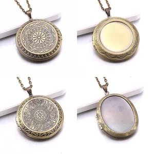 Память фото кулон ювелирные изделия Винтаж Медный резной цветок фото ожерелье Модные Женские Романтические Аксессуары