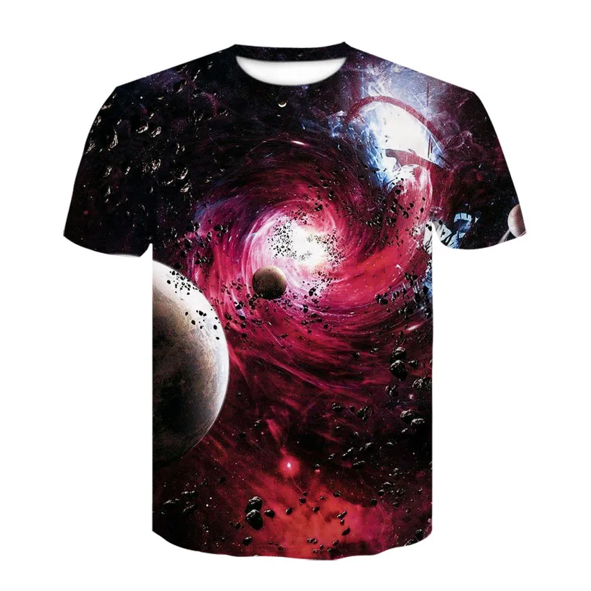 

Breathable new fashion men's T-shirt beautiful starry sky tops 3D printed short sleeve summer round neck shirt trendy