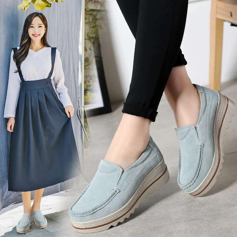 

2021 Spring Women Flats Shoes Woman Platform Slip On Flats Sneakers Women Suede Ladies Tenis Loafers Moccasins Casual Shoes