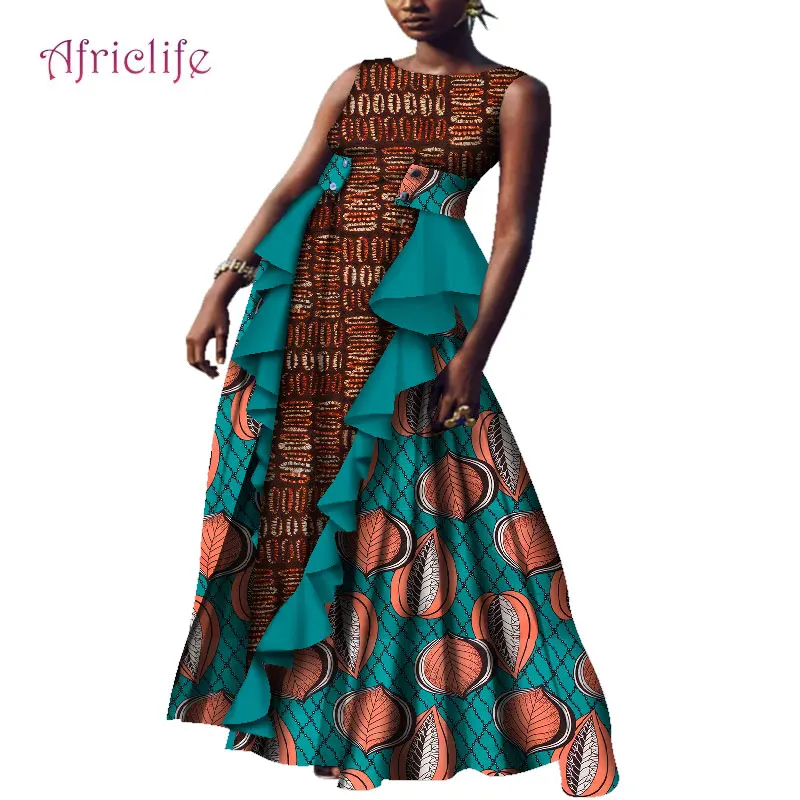 Женские Африканские модные традиционные платья с принтом Анкары Дамская одежда
