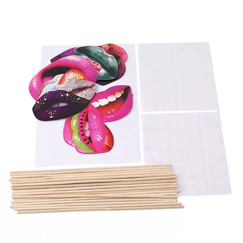 Забавные губ Рот &quotсделай сам&quot бумага фото реквизит стенд на палочке для