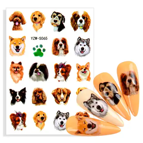 Наклейки для ногтей в виде мультяшной собаки, разные стили, наклейки для ногтей с животными, милые корги на ноутбук, товары для ногтей, празд...