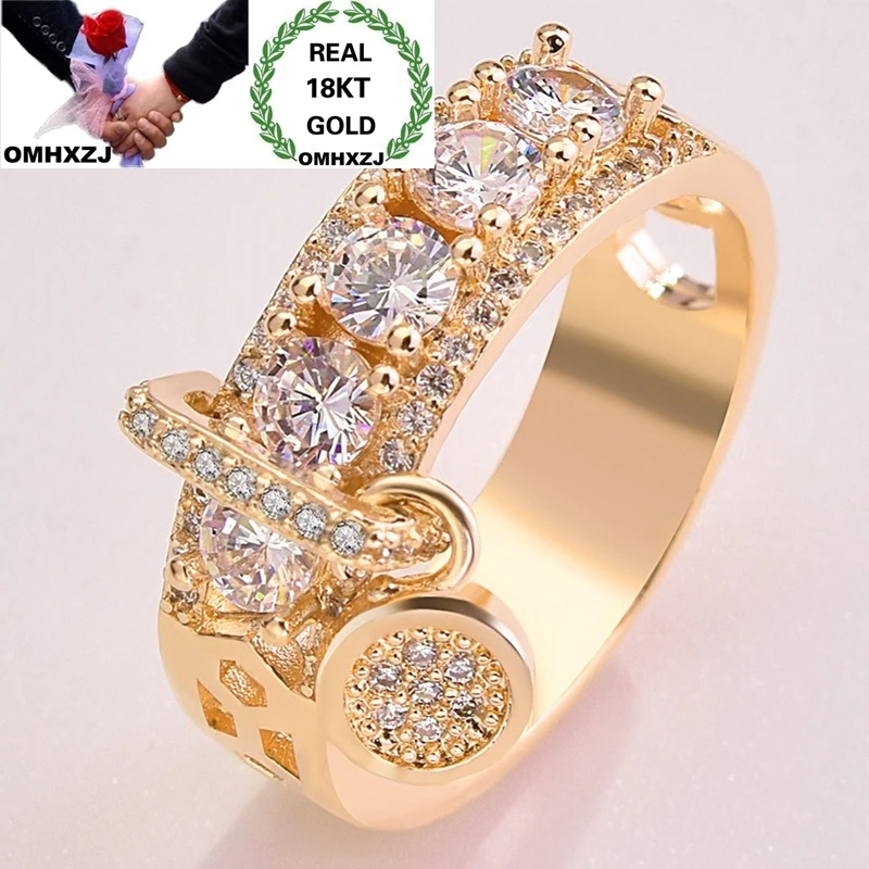 

OMHXZJ, оптовая продажа, европейский модный женский подарок на день рождения и свадьбу, блестящее кольцо из розового золота 18 карат, RR953