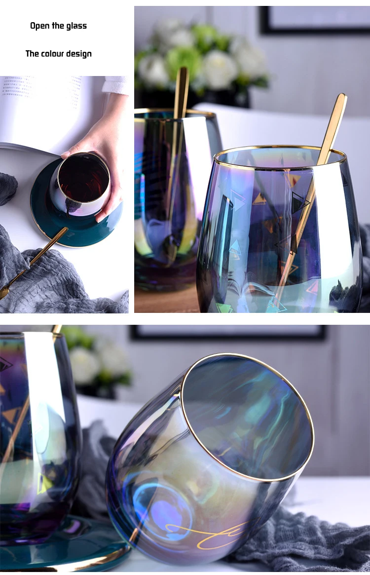 Кофейная кружка Dazzle с золотым краем, круглая горлышко, чашка с поддоном, изолированный стакан для путешествий, вина, чая, шампанского, виски, питьевые очки