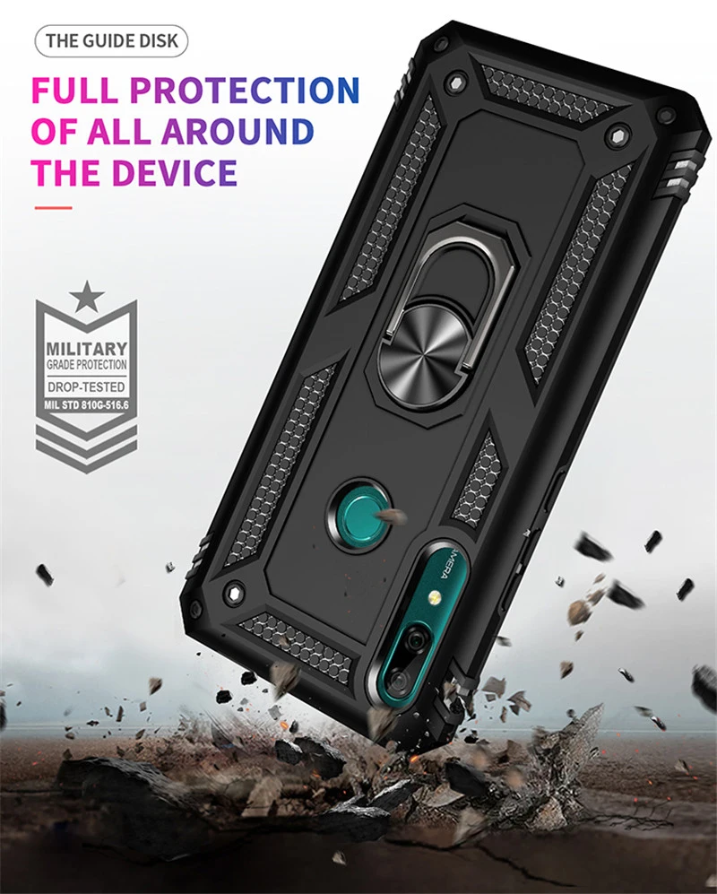 

Armor Soft Shockproof Ring holder Case For Huawei Y9 Y5 2019 Y6 Y7 P30 Pro P20 P40 Honor 10 Lite 8A 8S 9X 20S Mate 20 P Smart Z